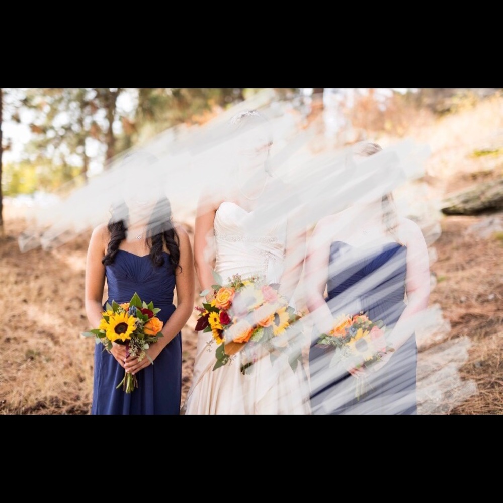 Bridesmaid Strapless Chiffon Dress Marine Blue